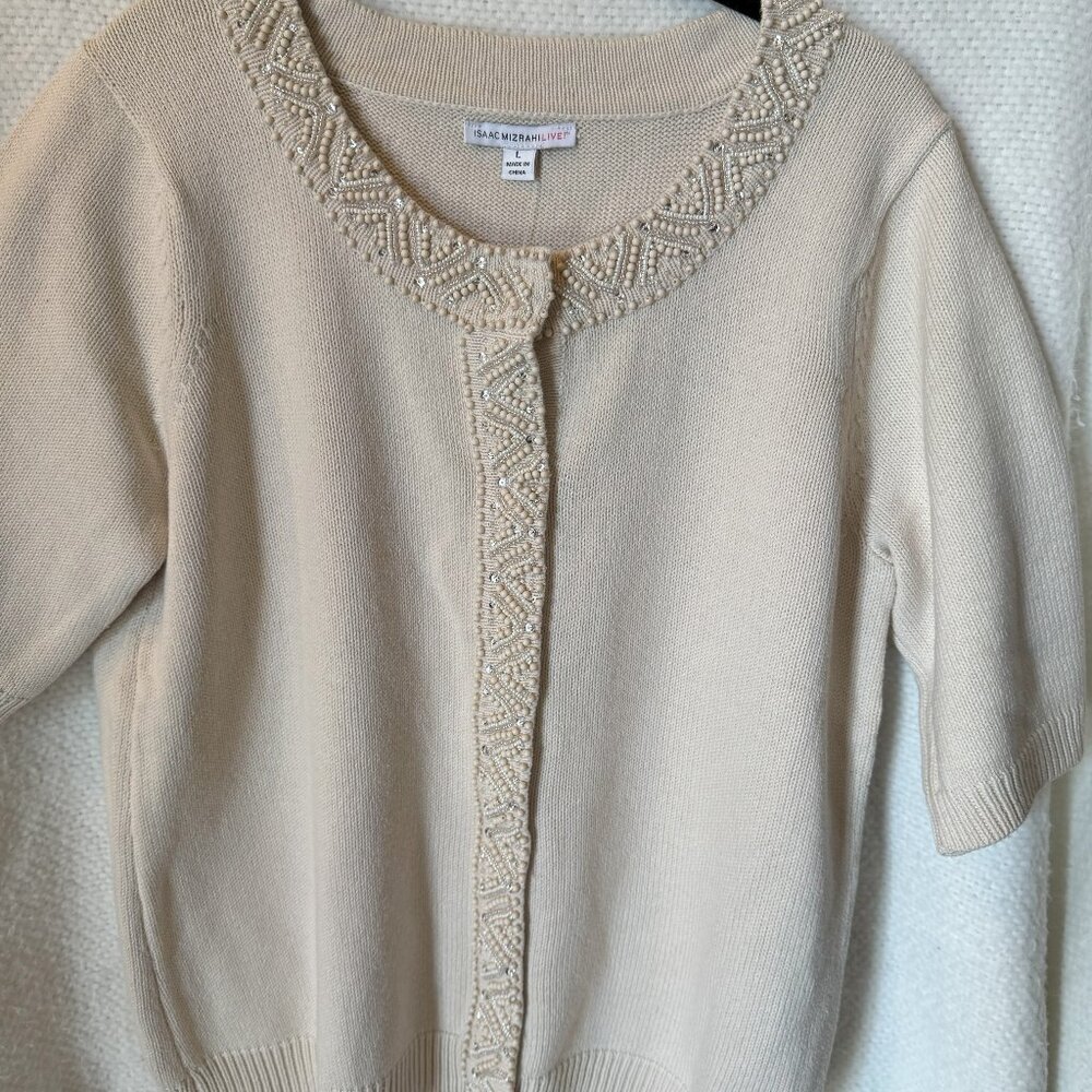 New L Isaac Mizrahi Live beaded sweater